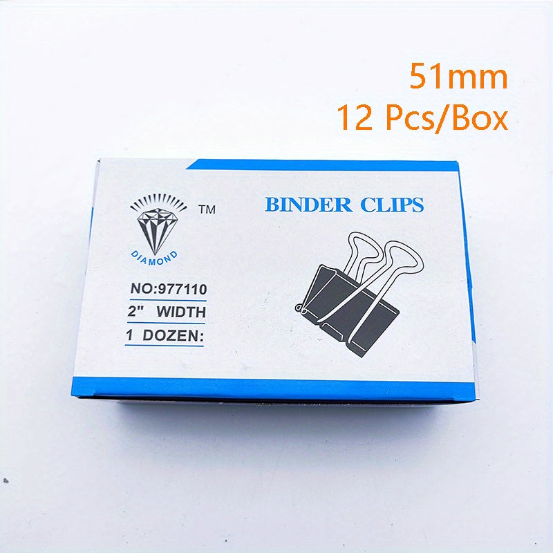 12 Pcs Box Large Binder Clips Big Paper Clamps Clips Office Supplies