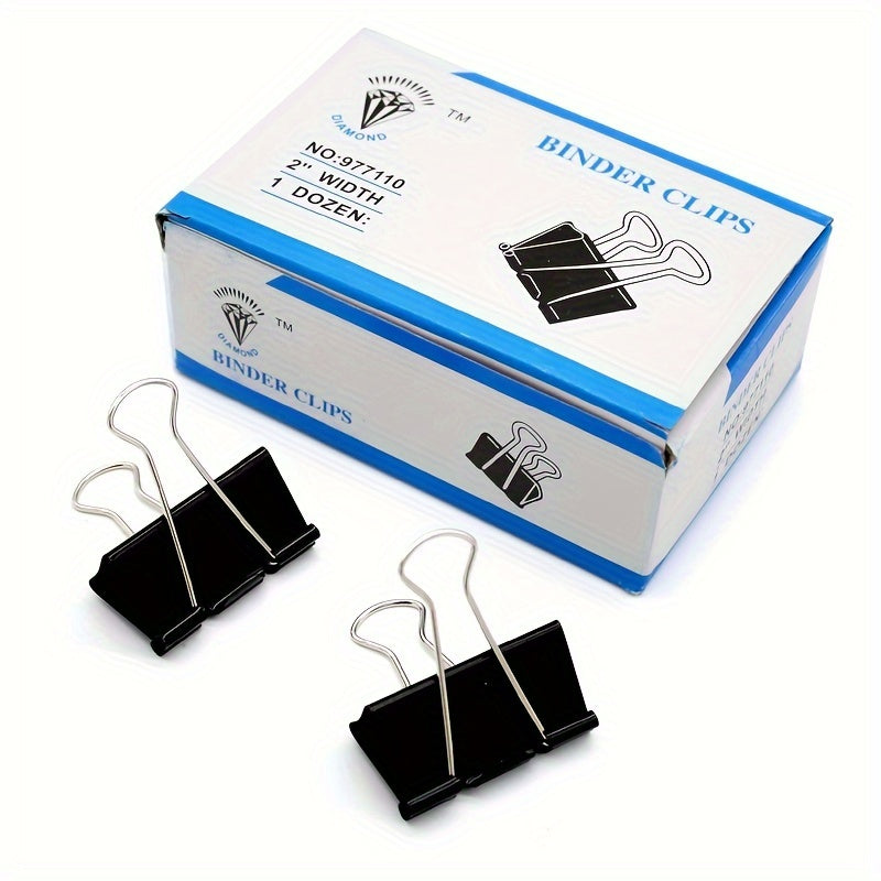 12 Pcs Box Large Binder Clips Big Paper Clamps Clips Office Supplies