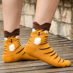 4 Pairs Cat Cartoon Socks Autumn Winter Cotton Socks