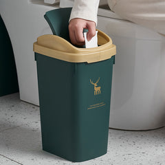 Deer Print Trash Can with Shake Cover 10L 12L