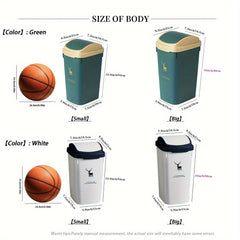 Deer Print Trash Can with Shake Cover 10L 12L
