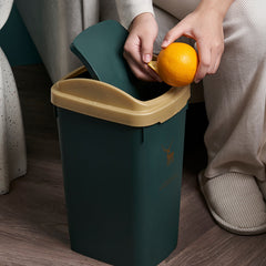 Deer Print Trash Can with Shake Cover 10L 12L