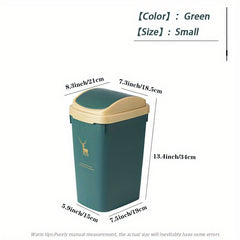 Deer Print Trash Can with Shake Cover 10L 12L
