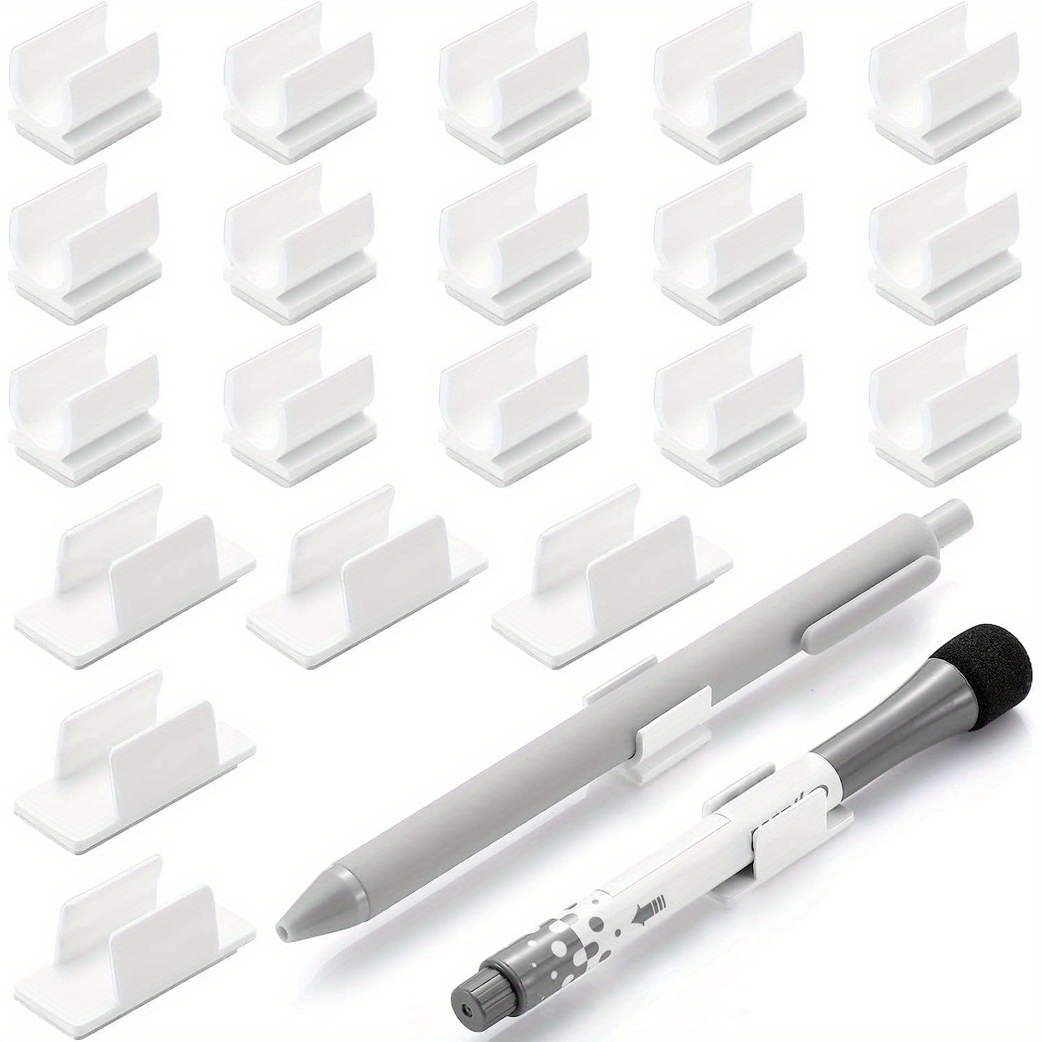 10pcs Adhesive Pen Holder Clip Stick On Board Organizer