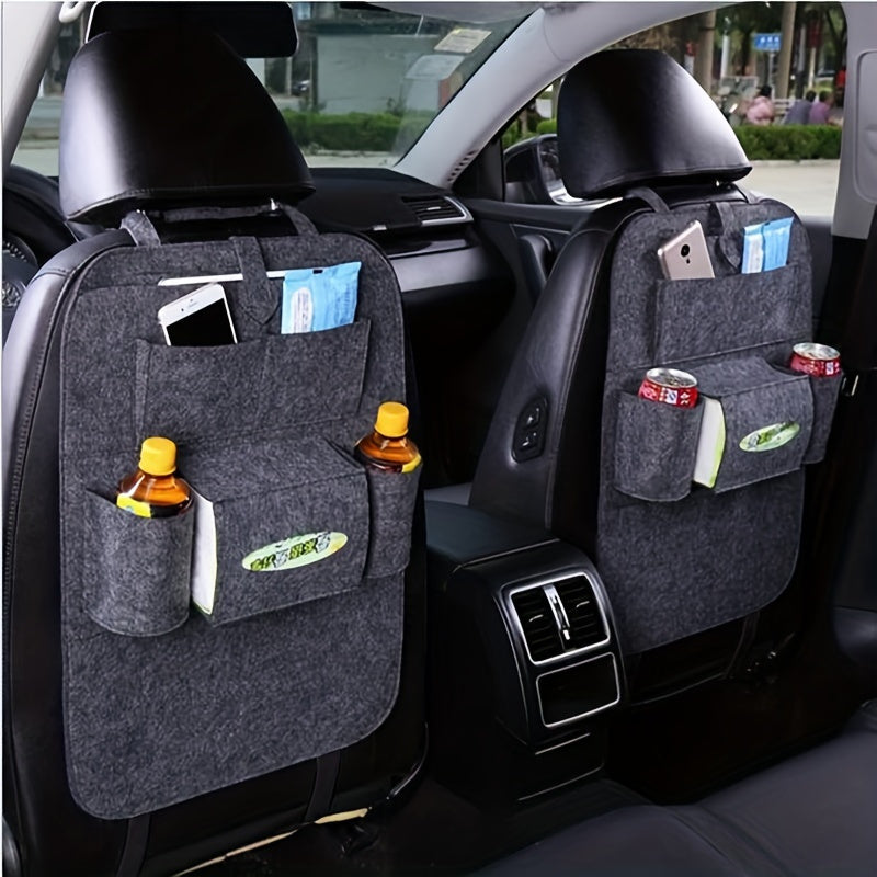 5pcs Felt Car Storage Bag Car Seat Back Hanging Organizer Car Accessories
