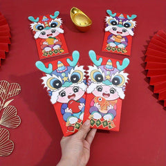 4 Pcs Festive Year Red Envelope 3D Zodiac Dragon