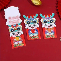 4 Pcs Festive Year Red Envelope 3D Zodiac Dragon