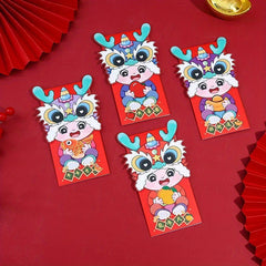 4 Pcs Festive Year Red Envelope 3D Zodiac Dragon