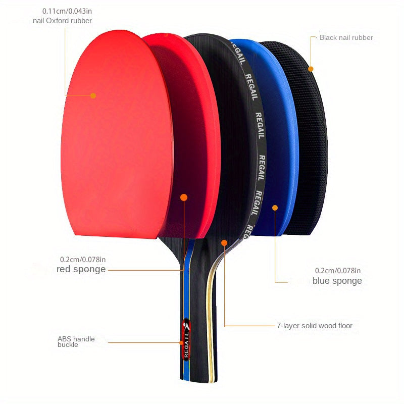 Table Tennis Racket Set with 2 Rackets & 3 Balls
