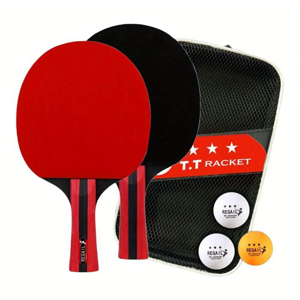 Table Tennis Racket Set with 2 Rackets & 3 Balls