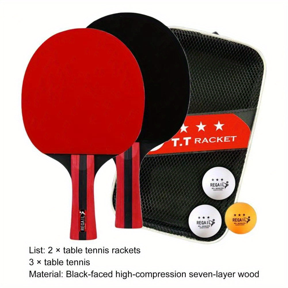 Table Tennis Racket Set with 2 Rackets & 3 Balls