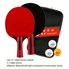 Table Tennis Racket Set with 2 Rackets & 3 Balls