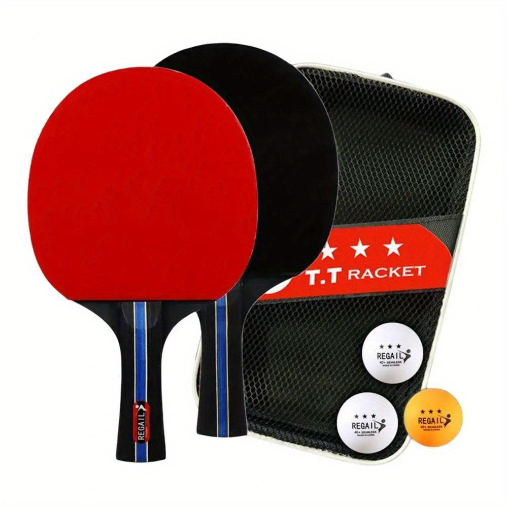 Table Tennis Racket Set with 2 Rackets & 3 Balls