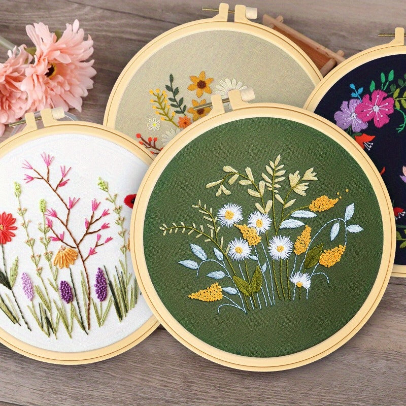 4 Sets Cross Stitch Embroidery Starter Kit DIY Craft Tool