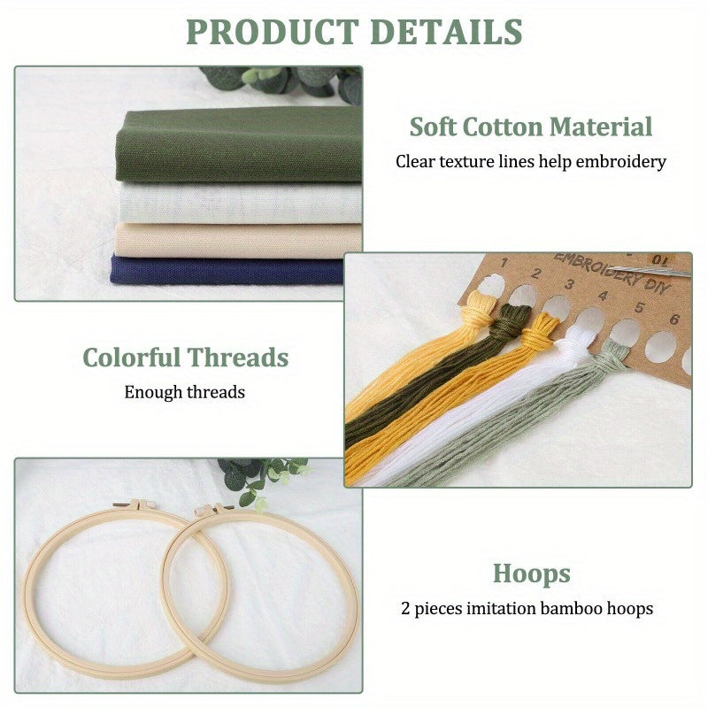 4 Sets Cross Stitch Embroidery Starter Kit DIY Craft Tool