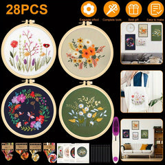 4 Sets Cross Stitch Embroidery Starter Kit DIY Craft Tool