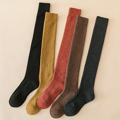 5 Pairs Warm Thigh High Socks Women's Stockings Hosiery