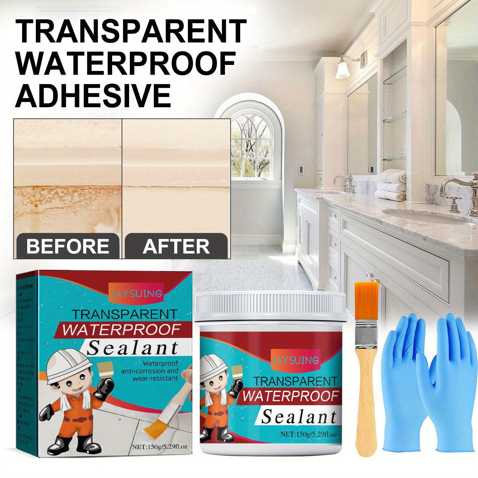 2pcs Transparent Waterproof Adhesive Leak Repair No Need To Break Tiles