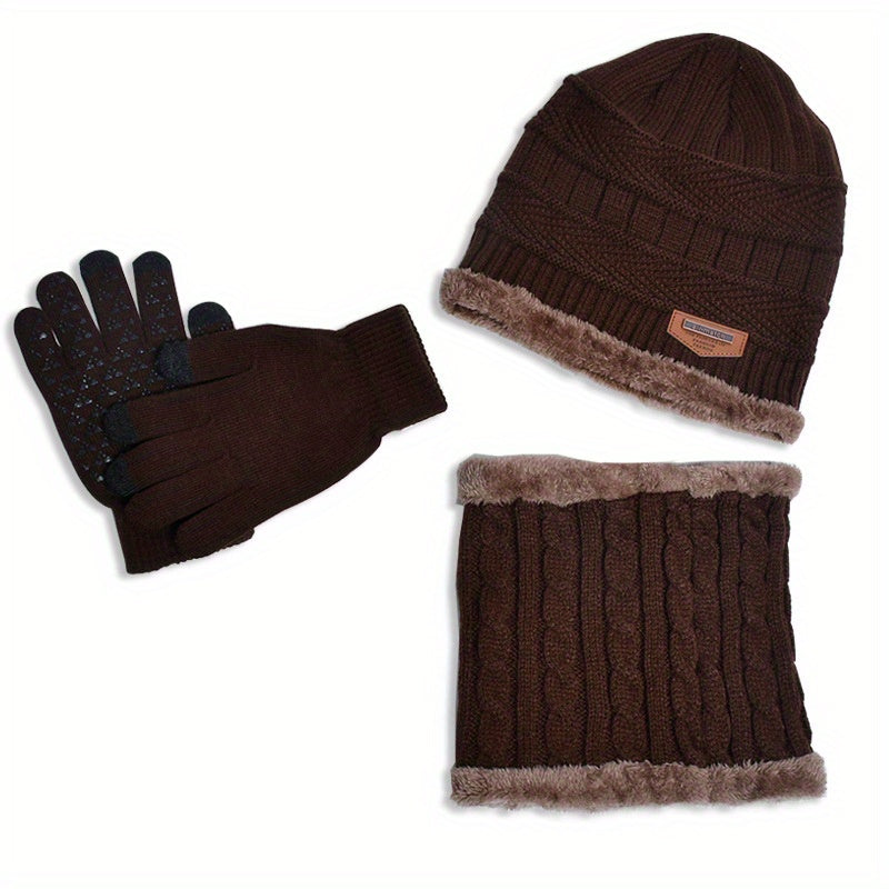 Kids Winter Beanie Scarf Gloves Set
