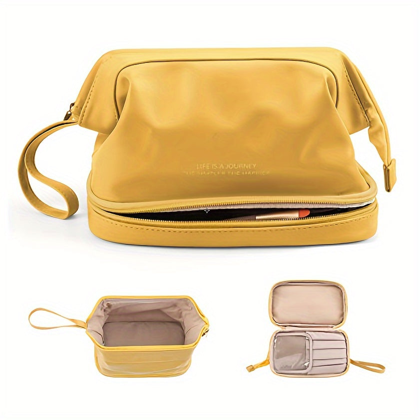 Double Layer Makeup Bag Solid Cosmetic Bag For Travel Toiletry Bag