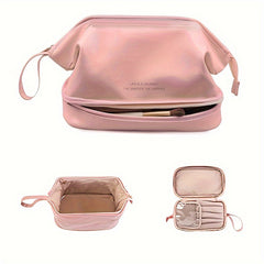 Double Layer Makeup Bag Solid Cosmetic Bag For Travel Toiletry Bag