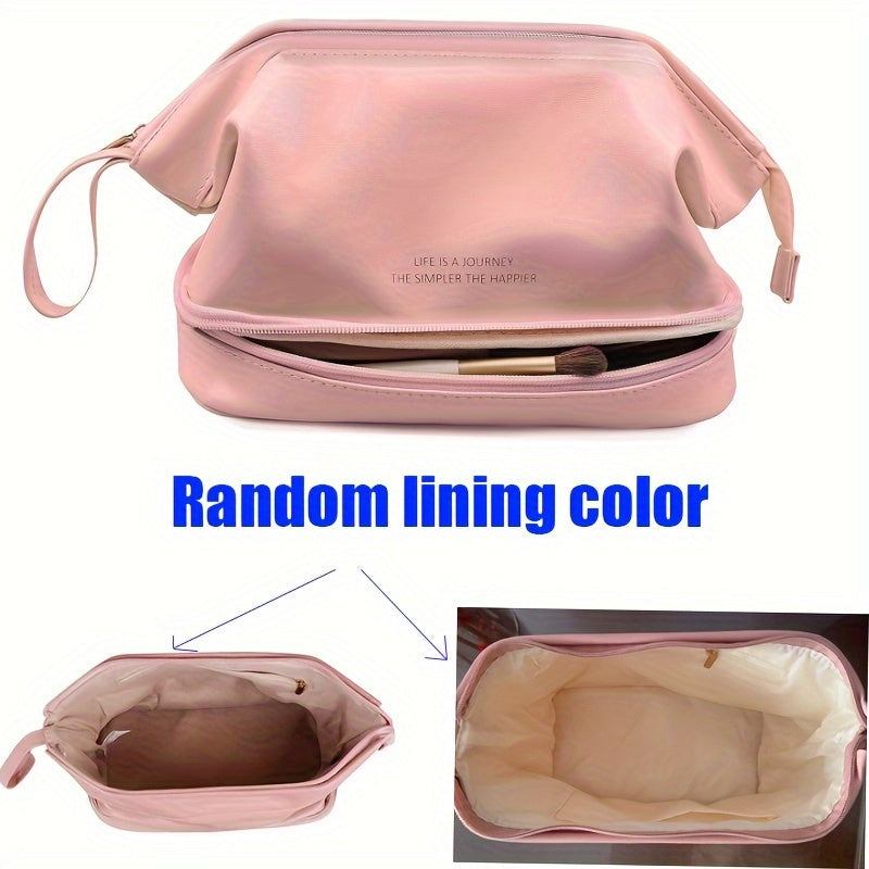 Double Layer Makeup Bag Solid Cosmetic Bag For Travel Toiletry Bag