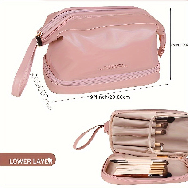 Double Layer Makeup Bag Solid Cosmetic Bag For Travel Toiletry Bag