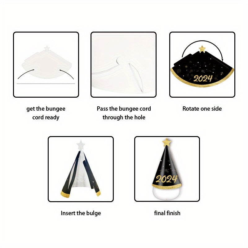 6pcs 3D Paper Hat Year Party Photo Props Party Supplies Decoration