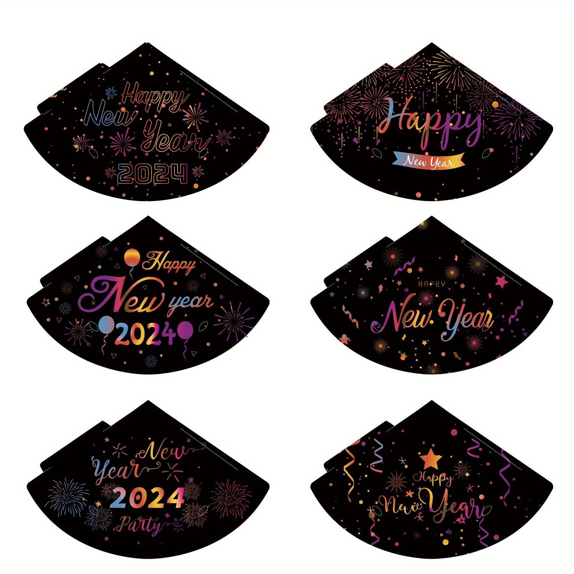 6pcs 3D Paper Hat Year Party Photo Props Party Supplies Decoration