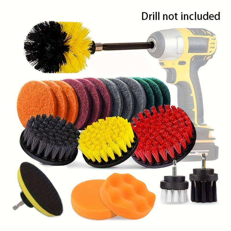 22pc Drill Brush Attachment Set Power Cleaning Scrub Bathroom Tub Tile Corn