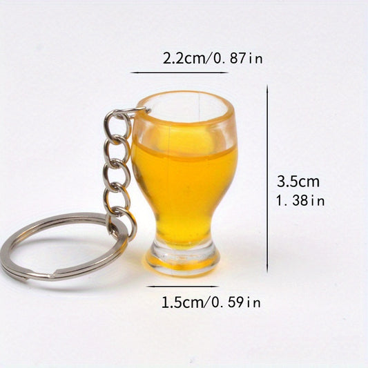 Creative Beer Cup Keychain Pendant Bag Wallet Car Key Charm Ornament