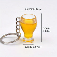 Creative Beer Cup Keychain Pendant Bag Wallet Car Key Charm Ornament