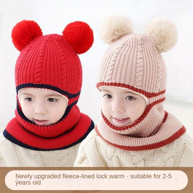 Baby Thickened Knitted Hat with Face and Ear Protection