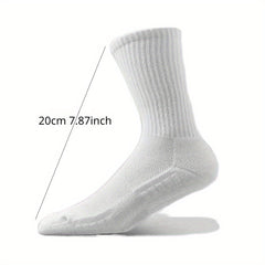 5 Pairs Men's Sports Crew Socks, Breathable Basketball Socks