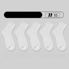 5 Pairs Men's Sports Crew Socks, Breathable Basketball Socks