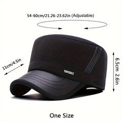 Winter Warm Thickened Hat Military Flat Top Cap With Earflaps Men's Hat