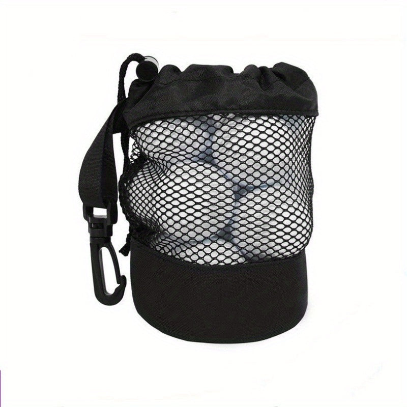 Golf Mesh Bag Single Side Drawstring Strap w/ Pocket