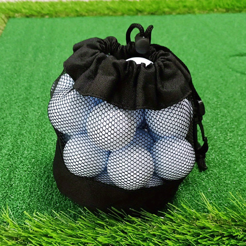 Golf Mesh Bag Single Side Drawstring Strap w/ Pocket