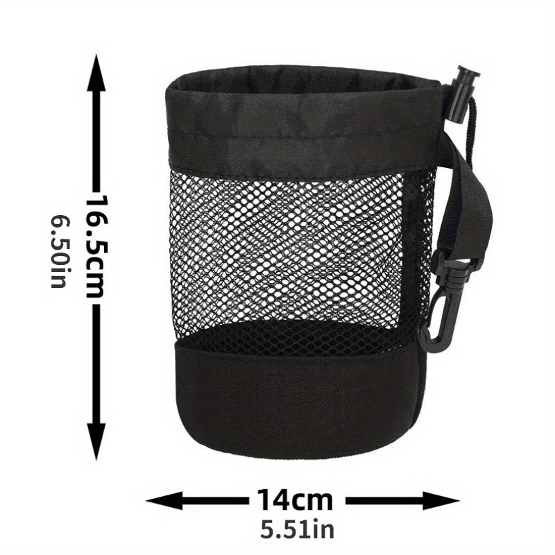 Golf Mesh Bag Single Side Drawstring Strap w/ Pocket