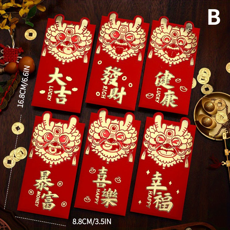 12pcs Dragon Year 3D Red Envelope YearLucky Money Bag Chinese Year Decorations
