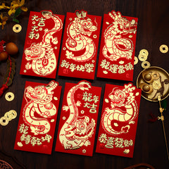 12pcs Dragon Year 3D Red Envelope YearLucky Money Bag Chinese Year Decorations