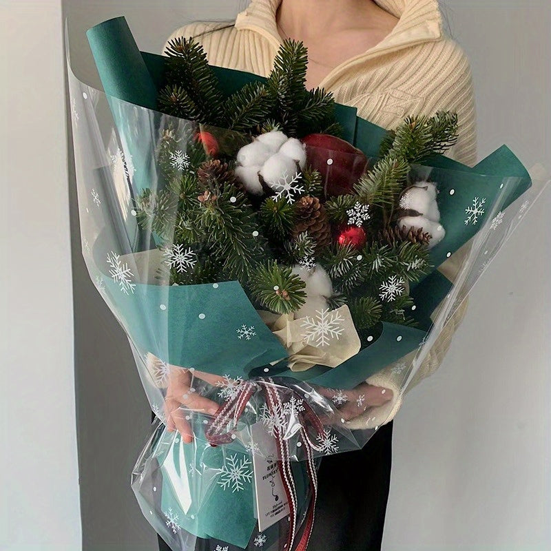40 Sheets Transparent Packaging Glass Paper Fresh Flower Bouquet Water Resistant