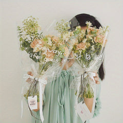 40 Sheets Transparent Packaging Glass Paper Fresh Flower Bouquet Water Resistant