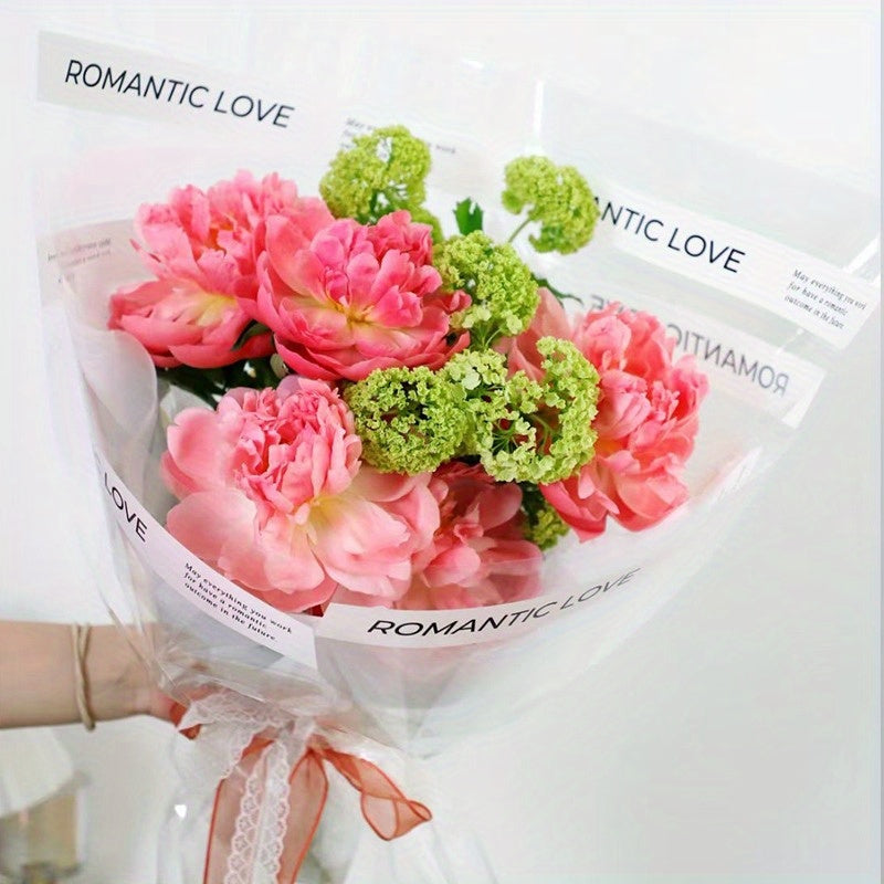 40 Sheets Transparent Packaging Glass Paper Fresh Flower Bouquet Water Resistant