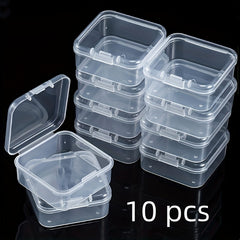 10pcs Mini Plastic Clear Storage Boxes Transparent Jewelry Storage Boxes
