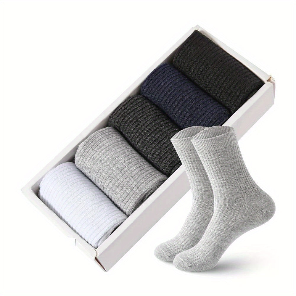 5 Pairs Men's Ankle Socks Breathable Solid Striped Casual Fitness Travel