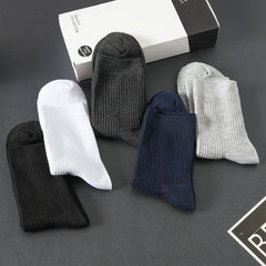 5 Pairs Men's Ankle Socks Breathable Solid Striped Casual Fitness Travel