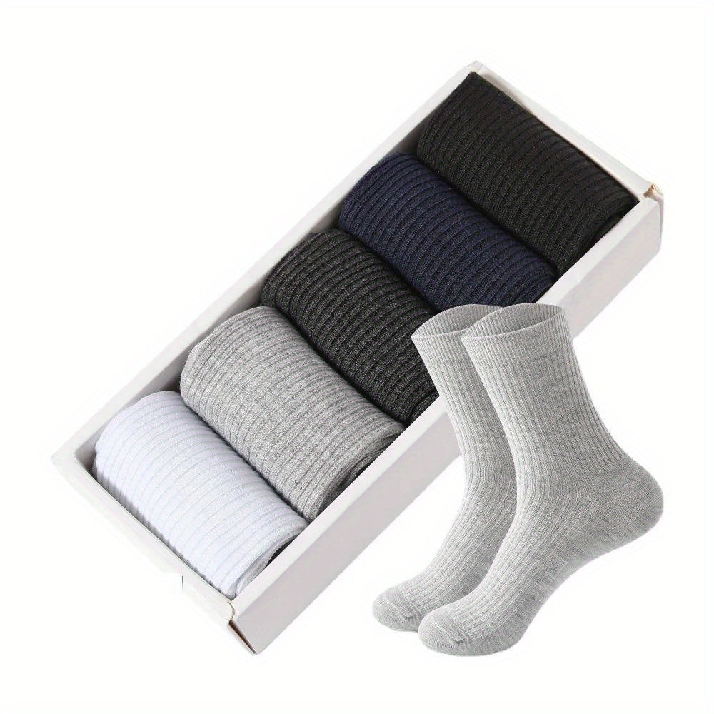 5 Pairs Men's Ankle Socks Breathable Solid Striped Casual Fitness Travel