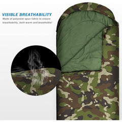 Envelope Camo Sleeping Bag Winter Warm Cotton Bag For Camping