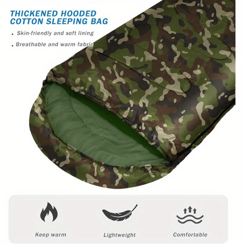 Envelope Camo Sleeping Bag Winter Warm Cotton Bag For Camping